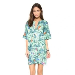 Mara Hoffman Women’s 100% Linen Leaf Print Mini Dress Cover Up in Green Size XS
